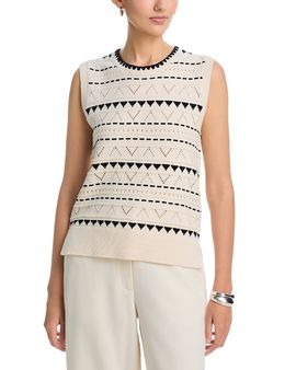 T Tahari T Tahari Pointelle Sleeveless Sweater