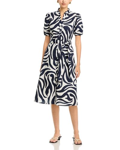 T Tahari T Tahari Puff Sleeve Cotton Stretch Midi Dress