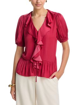 T Tahari T Tahari Puff Sleeve V-Neck Blouse