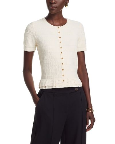 T Tahari T Tahari Ruffle Hem Cardigan Sweater