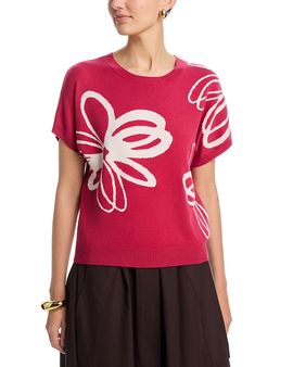 T Tahari T Tahari Short Dolman Sleeve Jacquard Sweater