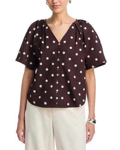 T Tahari T Tahari Shoulder Pleated V Neck Blouse