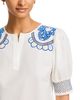 T Tahari T Tahari Split V Neck Embroidered Top - 4