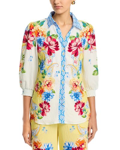 T Tahari T Tahari Three Quarter Sleeve Button Down Blouse