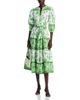 T Tahari T Tahari Three Quarter Sleeve Split Neck Printed Midi Dress - 2