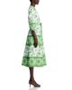 T Tahari T Tahari Three Quarter Sleeve Split Neck Printed Midi Dress - 5