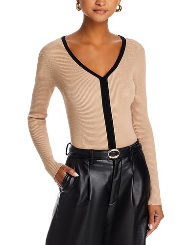 T Tahari T Tahari V Neck Ribbed Sweater