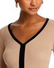 T Tahari T Tahari V Neck Ribbed Sweater - 4