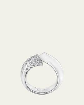 TABAYER 18k Fairmined White Gold Large Oera Ring with Diamonds