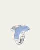 TABAYER 18K White Gold Diamond and Chalcedony Bypass Ring - 1