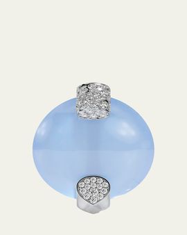 TABAYER 18K White Gold Diamond and Chalcedony Earring, Single