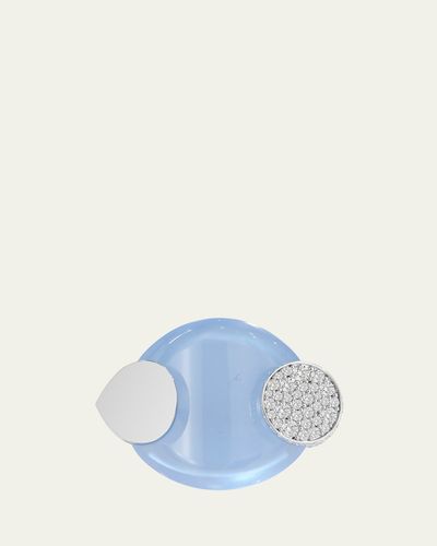 TABAYER 18K White Gold Diamond and Chalcedony Ring