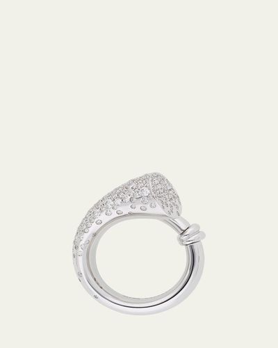 TABAYER 18K White Gold Diamond Chunky Ring