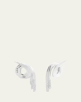 TABAYER 18K White Gold Diamond Coiled Earrings