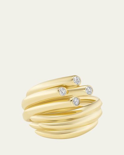 TABAYER 18K Yellow and White Gold Diamond Sheaf Ring