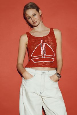 Tach Clothing Crochet Cotton Sweater Tank Top