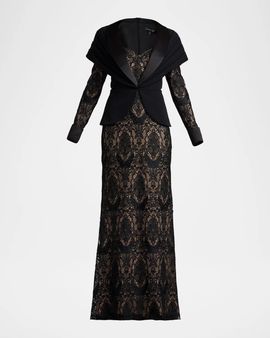 Tadashi Shoji Carlotta Lace Illusion Gown