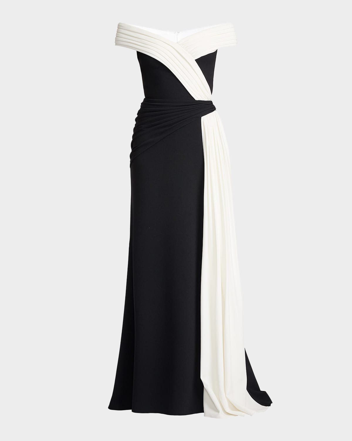 Tadashi Shoji Lohner Two-Tone Draped Off-The-Shoulder Trumpet Gown