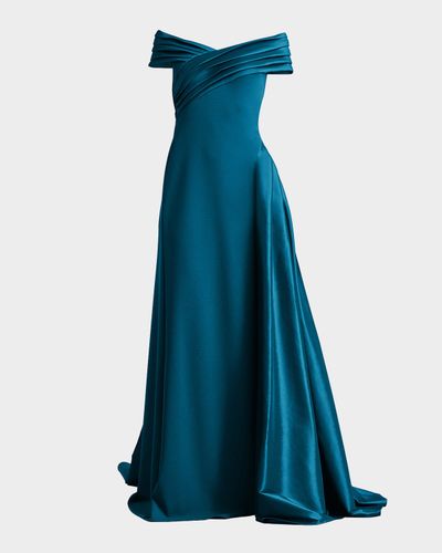 Tadashi Shoji Off-Shoulder Draped Crepe Gown