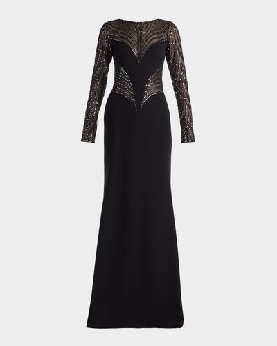 Tadashi Shoji Sequin Illusion Column Gown