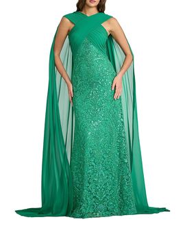 Tadashi Shoji Tadashi Shoji Albioin Sequin Embroidered Sash Gown