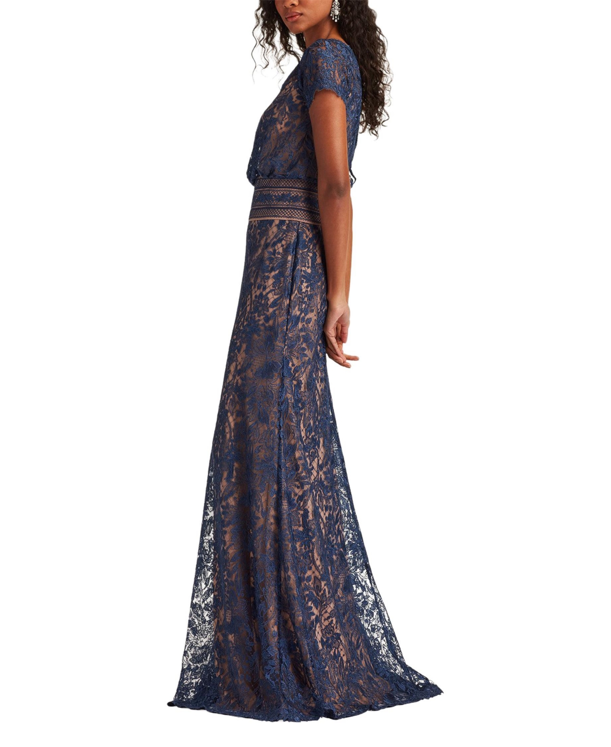 tadashi shoji lace blouson dress Tadashi Shoji Kalina Blouson Sleeve High-Low Dress