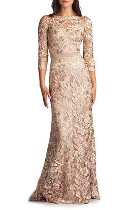 Tadashi Shoji Tadashi Shoji Floral Embroidered Bateau Neck Gown