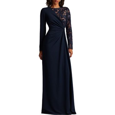 Tadashi Shoji Tadashi Shoji Lace & Sequin Long Sleeve Gown