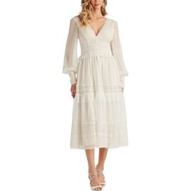 Tadashi Shoji Tadashi Shoji Lace Detail Long Sleeve Cocktail Midi Dress