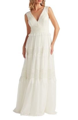 Tadashi Shoji Tadashi Shoji Lace Sleeveless Chiffon Gown