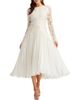 Tadashi Shoji Tadashi Shoji Long-Sleeve Ribbon Chiffon Midi Dress - 1