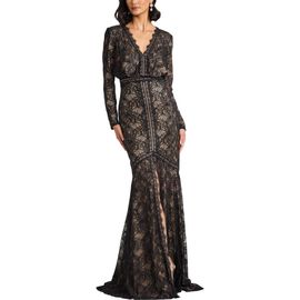 Tadashi Shoji Tadashi Shoji Long Sleeve Eyelash Lace Mermaid Gown