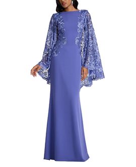 Tadashi Shoji Tadashi Shoji Margolin Embroidered Cape Gown