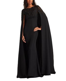 Tadashi Shoji Tadashi Shoji Massaro Embroidered Cape Gown