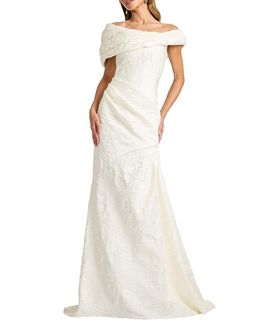 Tadashi Shoji Tadashi Shoji Mita Draped Floral Jacquard Gown