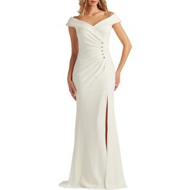 Tadashi Shoji Tadashi Shoji Off the Shoulder Crepe Trumpet Gown