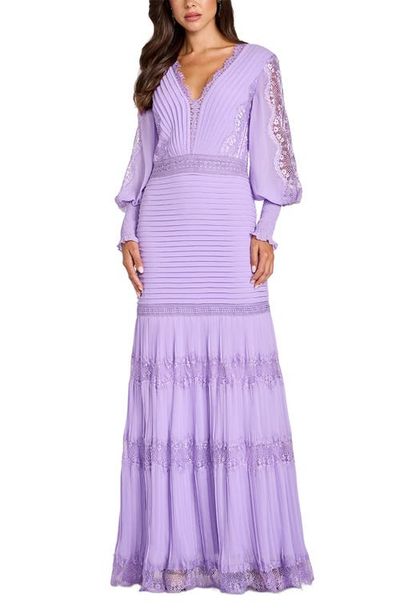 Tadashi Shoji Tadashi Shoji Pintuck Detail Long Sleeve Gown