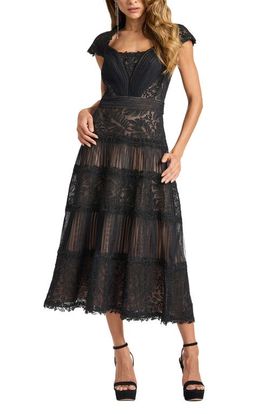 Tadashi Shoji Tadashi Shoji Pintuck Pleat Embroidery Detail Cocktail Midi Dress