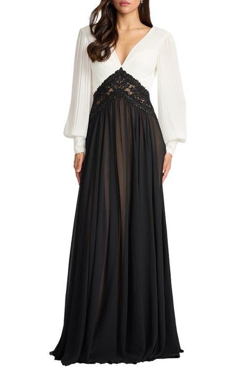 Tadashi Shoji Tadashi Shoji Pleated Bodice Long Sleeve Gown