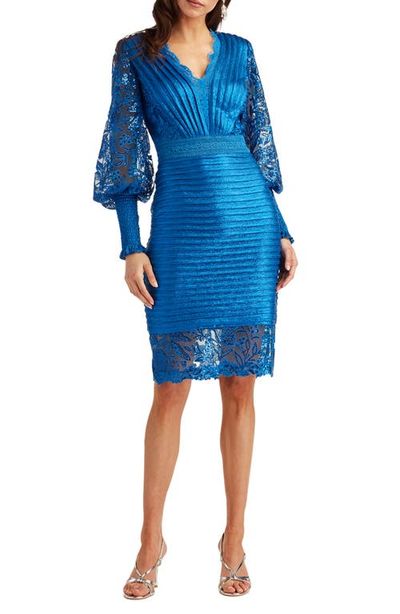 Tadashi Shoji Tadashi Shoji Pleated Sequin Lace Long Sleeve Chiffon Dress