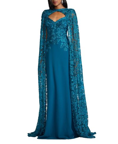 Tadashi Shoji Tadashi Shoji Polidore Embroidered Cape Sleeve Gown