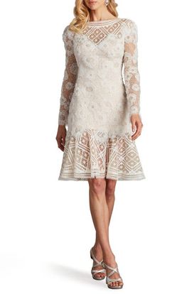 Tadashi Shoji Tadashi Shoji Rhinestone Embroidered Long Sleeve Cocktail Dress