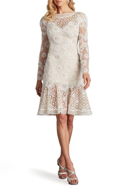 Tadashi Shoji Tadashi Shoji Rhinestone Embroidered Long Sleeve Cocktail Dress