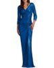 Tadashi Shoji Tadashi Shoji Ruched Metallic Three-Quarter Sleeve Gown - 1