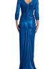 Tadashi Shoji Tadashi Shoji Ruched Metallic Three-Quarter Sleeve Gown - 2