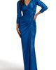 Tadashi Shoji Tadashi Shoji Ruched Metallic Three-Quarter Sleeve Gown - 5