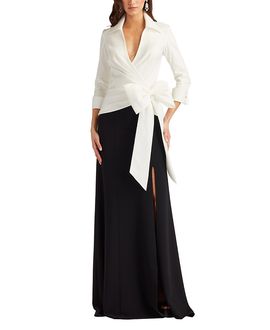 Tadashi Shoji Tadashi Shoji Sarma Wrap Bow Gown