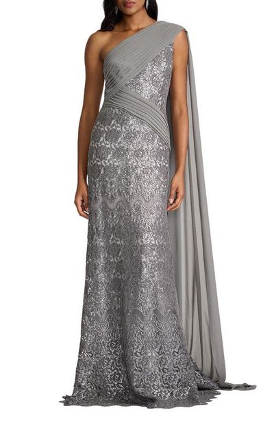 Tadashi Shoji Tadashi Shoji Sequin Cape Gown