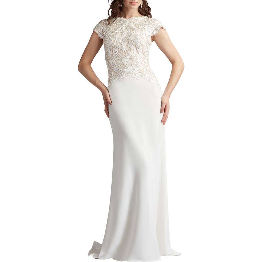 Tadashi Shoji Tadashi Shoji Soutache Lace Cap Sleeve Trumpet Gown