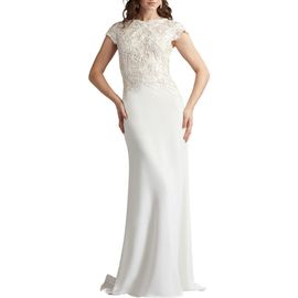 Tadashi Shoji Tadashi Shoji Soutache Lace Cap Sleeve Trumpet Gown
